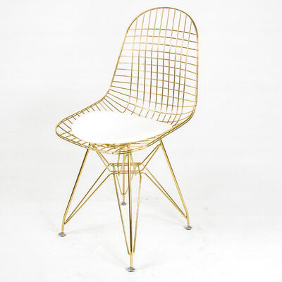 Good price Indoor Outdoor Furniture Metal Frame Dining Chair PU Leather Gold Wire Chairs online