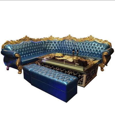 Good price Customized Blue Paint Bar Sofa Set Metal Velvet Sponge Material online