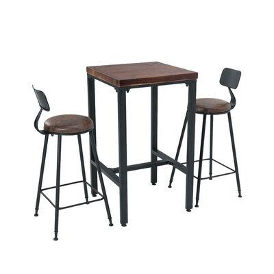 Good price Unique Wooden Bistro Bar Tables Cafe Square 60x60 High Dining Table Set online
