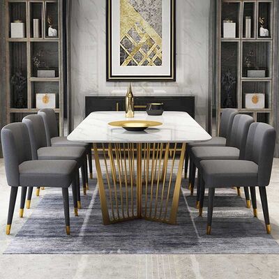 Good price Stainless Steel Marble Dining Table And Chairs Rectangular Shape Non Porous online