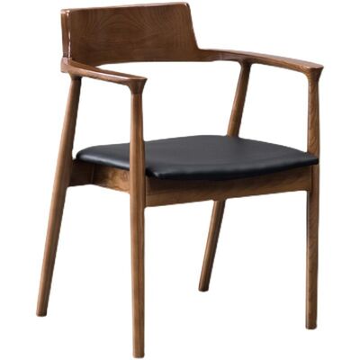 Good price Vintage Lounge Dining Chair Solid Wood Ash Frame Leather Cover Sponge Cushion online