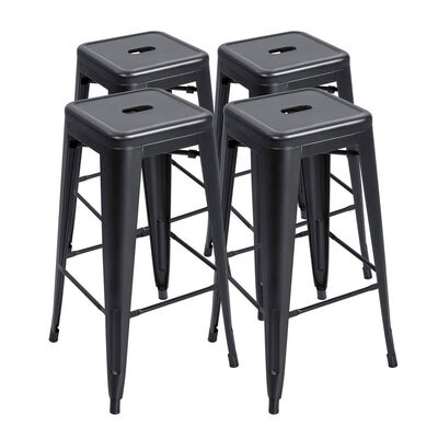 Good price Iron High Foot Bar Chair Industrial Stackable Bar Stool Black Seater online